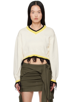 Ottolinger Off-White Cropped V-neck Sweater