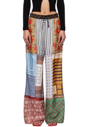 Marine Serre Multicolor Regenerated Silk Scarves Drawstring Trousers