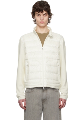 Moncler White Padded Wool Zip-Up Down Jacket