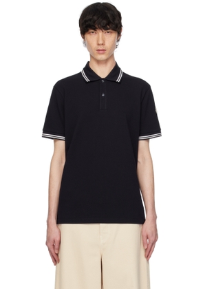 Moncler Navy Striped Trim Cotton Piquet Polo