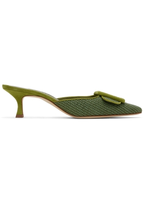 Manolo Blahnik Green Maysalebi Mules