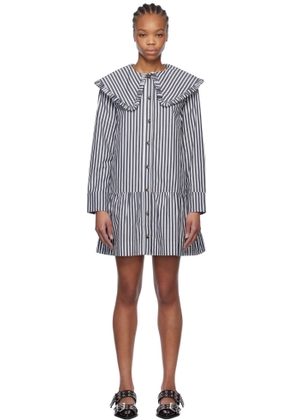 GANNI Black & White Stripe Shirt Minidress