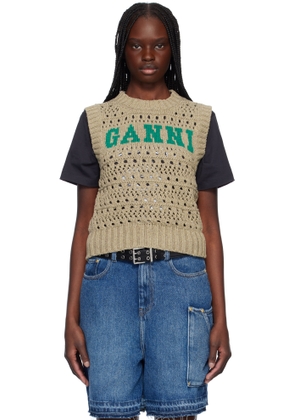 GANNI Taupe Cotton Mix Vest