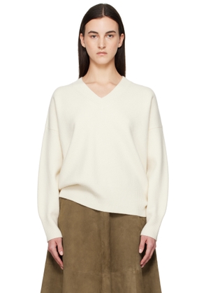 Róhe Off-White Compact Knitted V-Neck Sweater