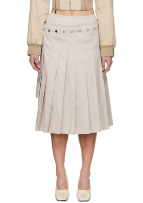 Rokh Beige Double Layered Pleated Midi Skirt