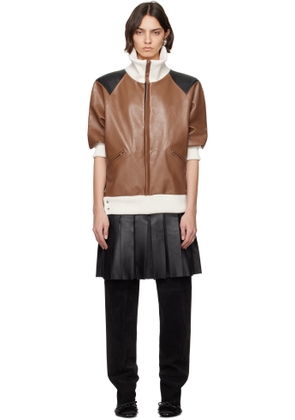 August Barron Brown & Black Leather Bomber Minidress