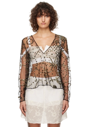 Bode Black Sheer Fête Blouse