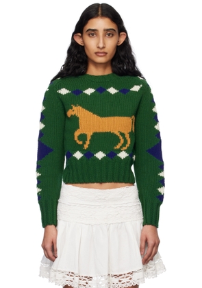 Bode Green Diamond Corral Sweater