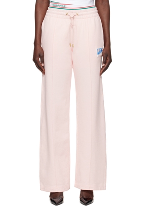 Casablanca Pink Greek Temple Patch Open Hem Lounge Pants