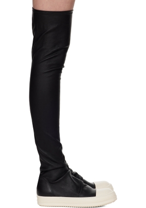 Rick Owens Black Hollywood Knee High Stocking Sneaks Tall Boots