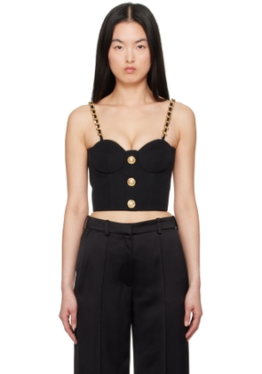 Balmain Black Chain Straps Bustier Top