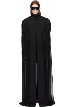 Rick Owens Black Hollywood Pville Cape Long Coat