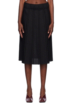 Jil Sander Black Pleated Wool Midi Skirt