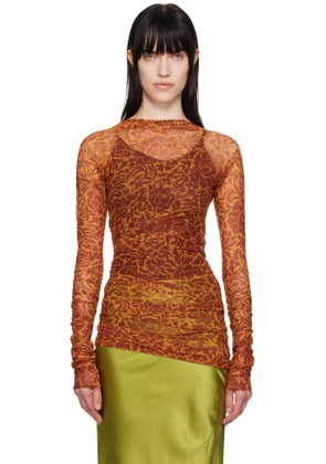 Dries Van Noten Orange Printed Long Sleeve T-shirt
