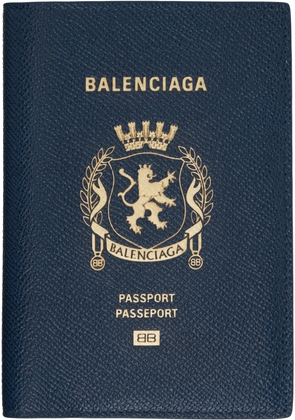 Balenciaga Blue Leather Passport Holder Wallet