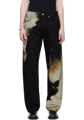 McQueen Black & Gray Abstract Print Jeans