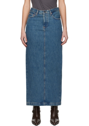 WARDROBE. NYC Blue Column Denim Midi Skirt