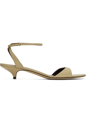 The Row Gray Vika Ankle Strap Kitten Heeled Sandals