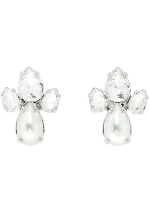 Simone Rocha Silver Victorian Faux-Pearl & Crystal Floret Stud Earrings