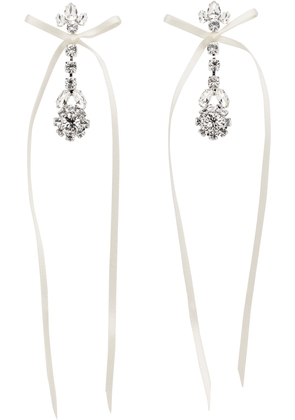 Simone Rocha Silver & White Victorian Bow Ribbon Drip Earrings