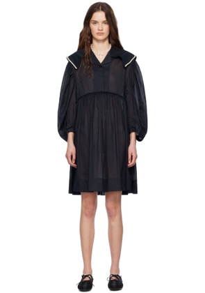 Simone Rocha Black Beaded Sailor Collar Shirt Minidress