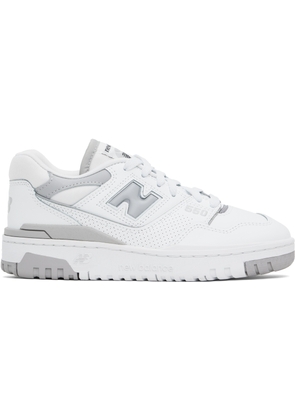 New Balance White & Gray 550 Sneakers
