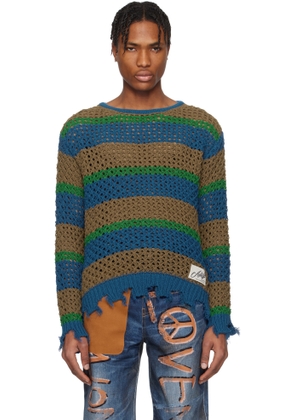 Andersson Bell Multicolor Damaged Stripe Boatneck Sweater