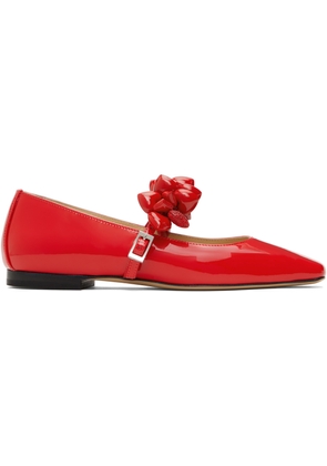 MACH & MACH Red Puffy Heart Patent Leather Square Toe Ballerina Flats