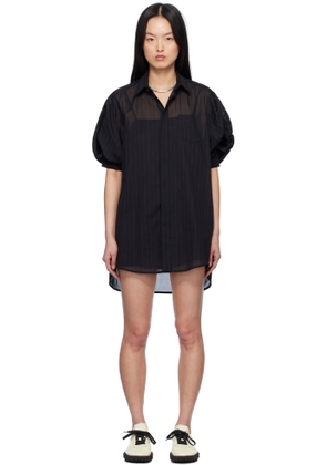sacai Black High Twist Voile & Nylon Twill Minidress