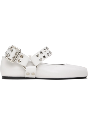 ALAÏA White Biker Ballerina Flats