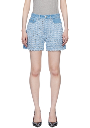 Stella McCartney Blue Mid-Rise Bouclé Denim Shorts