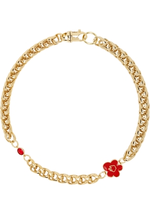 IN GOLD WE TRUST PARIS Gold Flower & Rhinestone Necklace