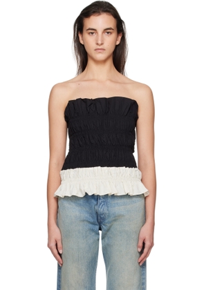 Kijun Black & Off-White Shirring Mono Tube Top
