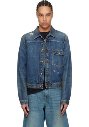 Palm Angels Blue Curved Logo Denim Jacket