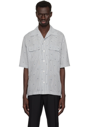 AMIRI Black & White 'MA' Pinstripe Camp Shirt