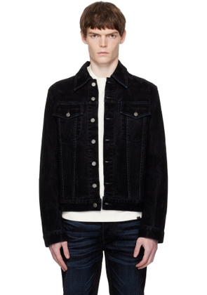 COÛT DE LA LIBERTÉ Black Johnny Stretch Suede Denim Trucker Jacket