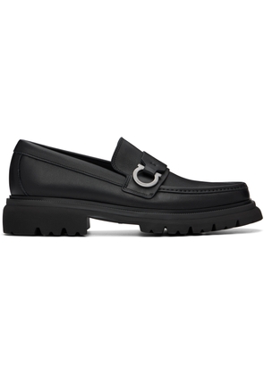 Ferragamo Black Gancini Ornament Loafers