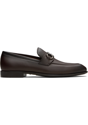 Ferragamo Brown Gancini Ornament Loafers