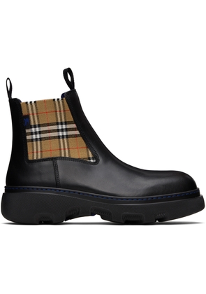 Burberry Black Leather Creeper Low Chelsea Boots