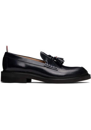 Thom Browne Navy Spazzolato Leather Tassle Loafers