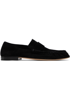 The Row Black Soft Suede Loafers