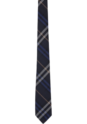 Burberry Navy Check Silk Tie