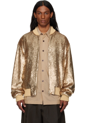 Dries Van Noten Gold Sequinned Bomber Jacket