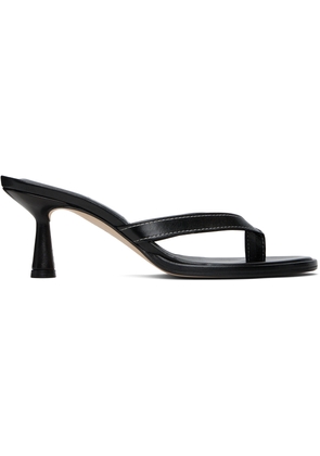 Aeyde Black Daphne Leather Toe-Post Heeled Sandals