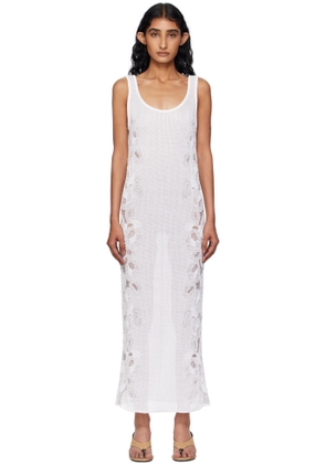 ALAÏA White Guipure Lace Flower Midi Dress