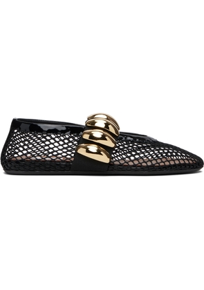 ALAÏA Black Fishnet Jewel Ballerina Flats