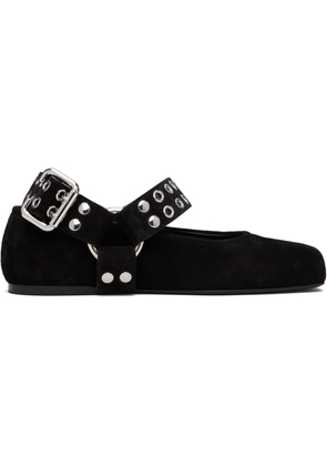 ALAÏA Black Biker Suede Ballerina Flats