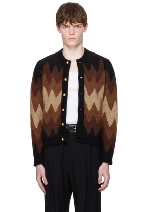 Ernest W. Baker Black & Brown Degrade Jacquard Cardigan