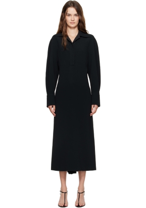 Victoria Beckham Black Long Sleeve Polo Midi Dress