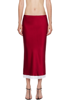 Victoria Beckham Red Lace Trim Slip Midi Skirt